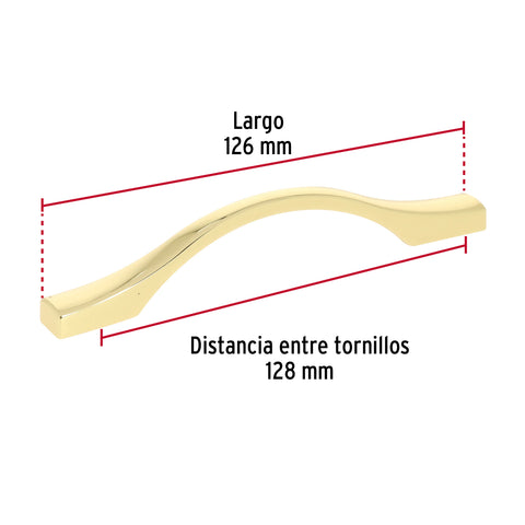 Jaladera de 96mm, línea Segovia, latón brillante, HERMEX | JAL-1521 | 45805