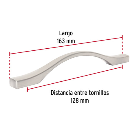Jaladera de 128mm, línea Segovia, níquel, HERMEX | JAL-1512 | 45807