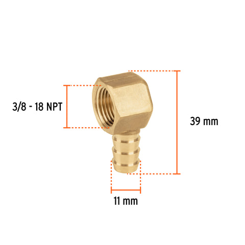 Codo estufa a 90° de latón con espiga de 3/8', FOSET | CLG-521E | 45881
