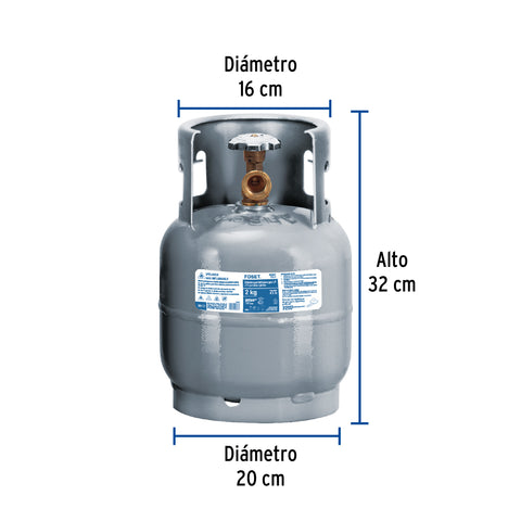 Cilindro portátil para gas LP, 2kg (4.5lb) FOSET | CILG-2 | 45887