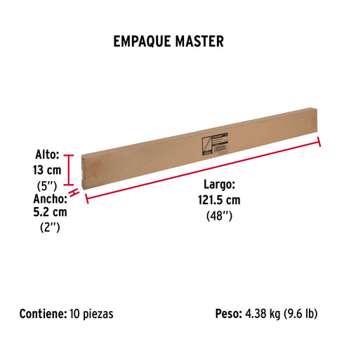 Tubo redondo para clóset,1.2 m, acero cromado, HERMEX | TR-512 | 45895