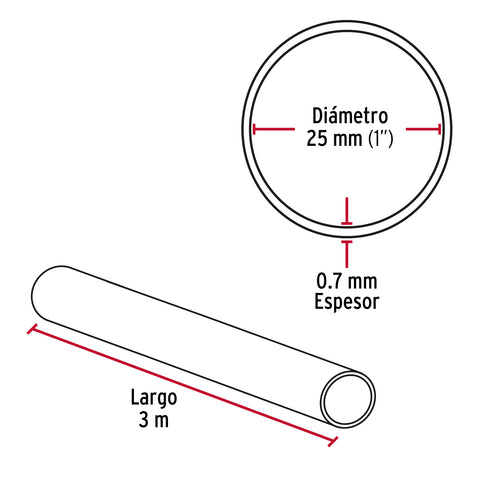 Tubo redondo de 3.0 m en aluminio para closet, HERMEX | TR-630 | 45896