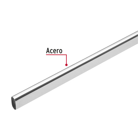 Tubo ovalado para clóset, 2.4 m, acero cromado, HERMEX | TO-524 | 45897
