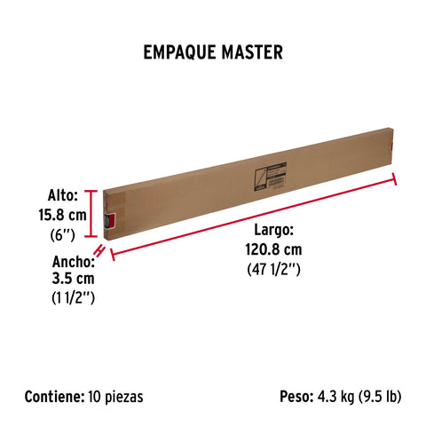 Tubo ovalado para clóset, 1.2 m, acero cromado, HERMEX | TO-512 | 45899