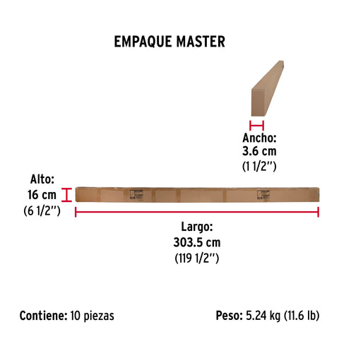 Tubo ovalado para clóset, 3 m, aluminio, HERMEX | TO-630 | 45900