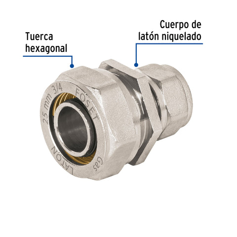 Cople de compresión reducido para PEALPE, 3/4' x 3/8', FOSET | PPG-3438CM | 45916
