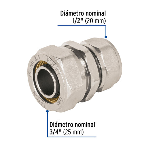 Cople de compresión reducido para PEALPE, 3/4' x 1/2', FOSET | PPG-3412CM | 45917
