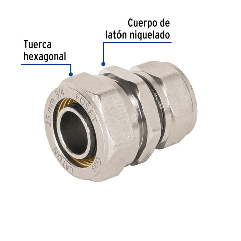 Cople de compresión reducido para PEALPE, 3/4' x 1/2', FOSET | PPG-3412CM | 45917