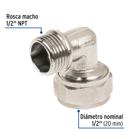 Codo 90° para PEALPE, 1/2', con rosca macho, FOSET | PPG-12M | 45925