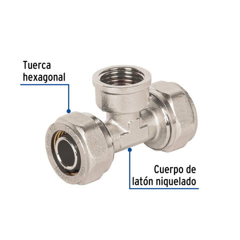 Tee para PEALPE, 1/2', con rosca hembra central, FOSET | PPG-12TH | 45930