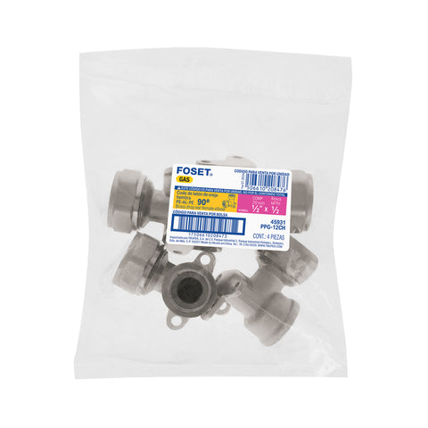 Codo oreja 90° para PEALPE, 1/2', con rosca hembra, FOSET | PPG-12CH | 45931