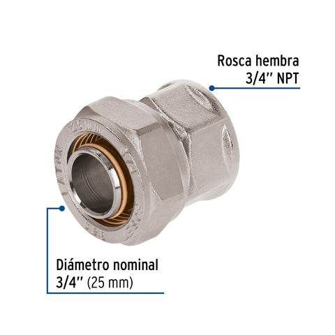 Conector para PEALPE, 3/4', con rosca hembra, FOSET | PPG-34NH | 45934