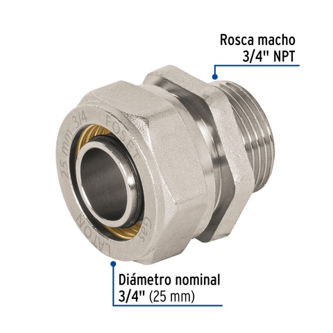 Conector para PEALPE, 3/4', con rosca macho, FOSET | PPG-34NM | 45937