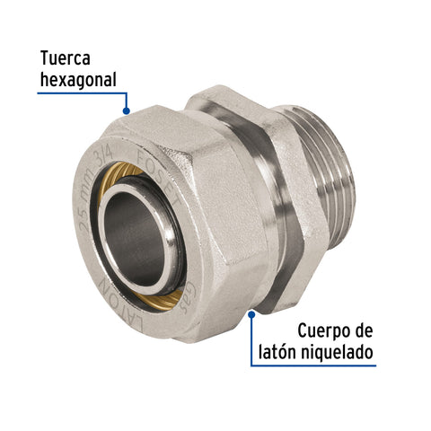 Conector para PEALPE, 3/4', con rosca macho, FOSET | PPG-34NM | 45937