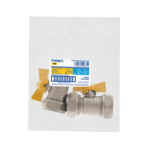 Válvula esfera para PE-AL-PE, 3/4', FOSET | PPG-34VE | 45945