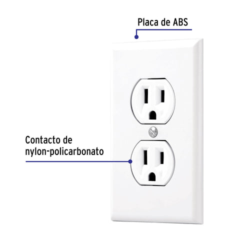 Placa armada 2 contactos polarizados, línea Standard, blanco | PA-CODO-SB | 45954