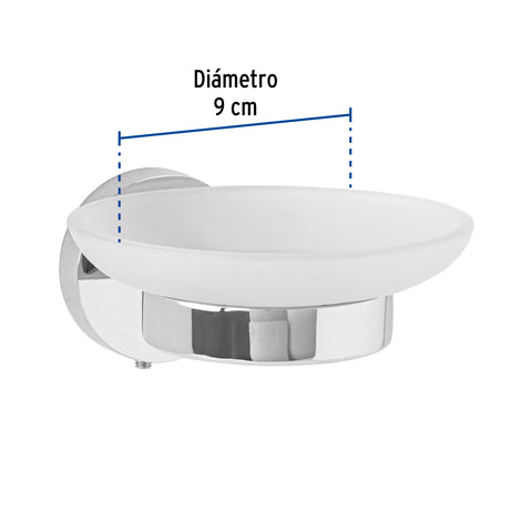 Jabonera metálica cromo con plato de vidrio, FOSET TÚBIG | TBA-74 | 45964