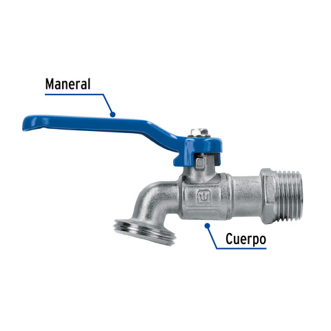 Llave de esfera de latón 1/2', 115 g, s/adaptador, FOSET | LLE-115LS | 45968