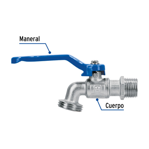 Llave de esfera de latón 1/2', 140 g, s/adaptador, FOSET | LLE-140LS | 45969