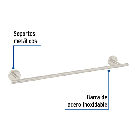 Toallero de barra metálico acabado satín, FOSET TÚBIG | TBA-76N | 45971