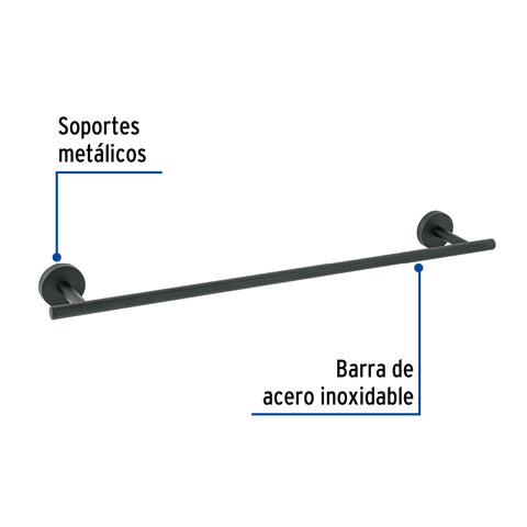 Toallero de barra metálico acabado negro, FOSET TÚBIG | TBA-76M | 45972