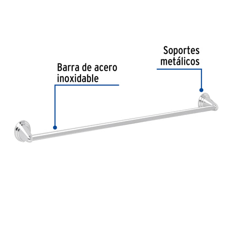 Toallero de barra metálico acabado cromo, FOSET AQUA | AQA-86 | 45992