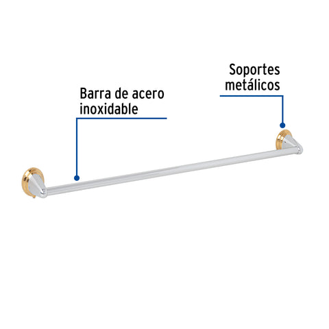 Toallero de barra metálico acabado cromo-oro, FOSET AQUA | AQA-86G | 45993