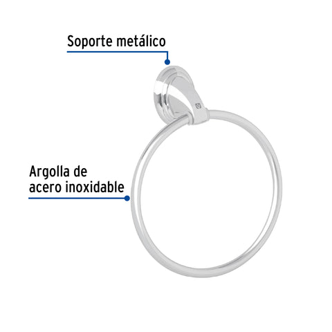 Toallero argolla metálico acabado cromo, FOSET AQUA | AQA-87 | 45996