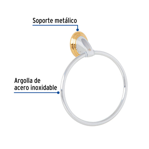 Toallero argolla metálico acabado cromo-oro, FOSET AQUA | AQA-87G | 45997