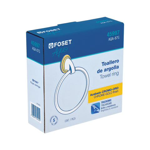 Toallero argolla metálico acabado cromo-oro, FOSET AQUA | AQA-87G | 45997
