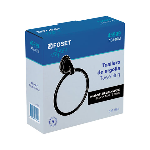 Toallero argolla metálico acabado negro, FOSET AQUA | AQA-87M | 45999