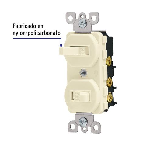 Interruptor dúplex de palanca, Standard, marfil, Volteck | APDO-S | 46002