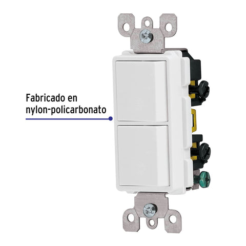Interruptor dúplex, línea Classic, Volteck | APDO-CL | 46006