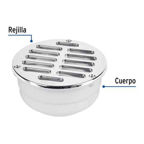 Coladera de ABS con rejilla cromada 5', con tornillos, FOSET | COL-52 | 46023