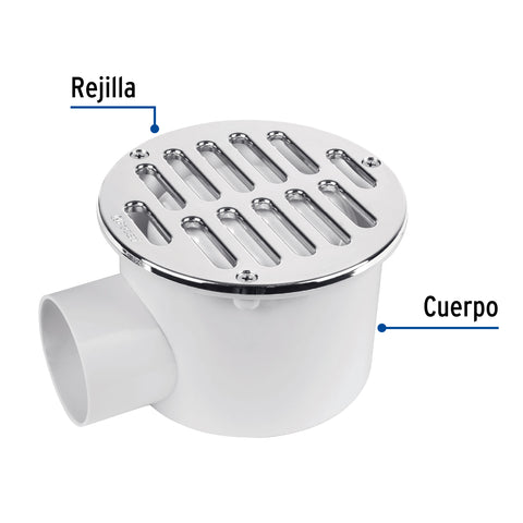 Coladera de ABS salida lateral y rejilla 5', con tornillos | COL-62 | 46024