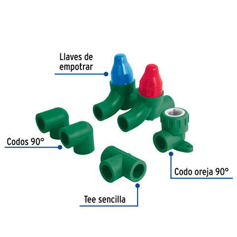 Kit de instalación p/regadera PPR 1/2' sin manerales, FOSET | CV-KIT-B | 46037