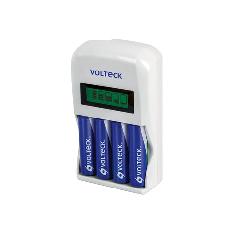 Cargador de pilas, AA, AAA, incluye 4 pilas AA, Volteck | CA-RE-10 | 46046