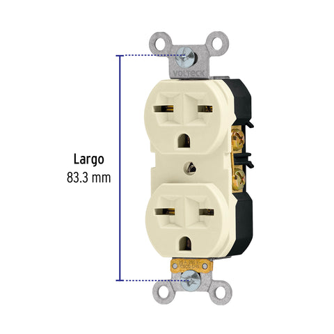 Contacto dúplex, cara de chino, Standard, marfil, Volteck | CODO-CHS | 46104