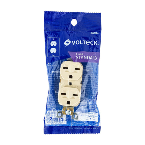 Contacto dúplex, cara de chino, Standard, marfil, Volteck | CODO-CHS | 46104