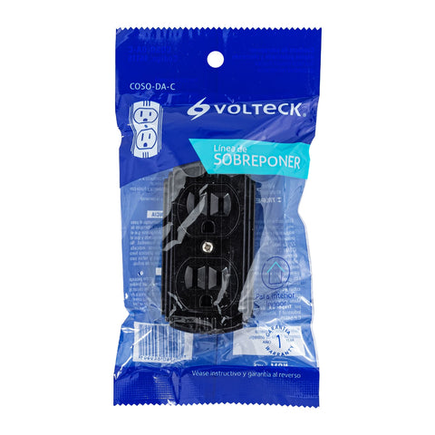 Contacto de sobreponer dúplex 2 polos+ tierra, café, Volteck | COSO-DA-C | 46115