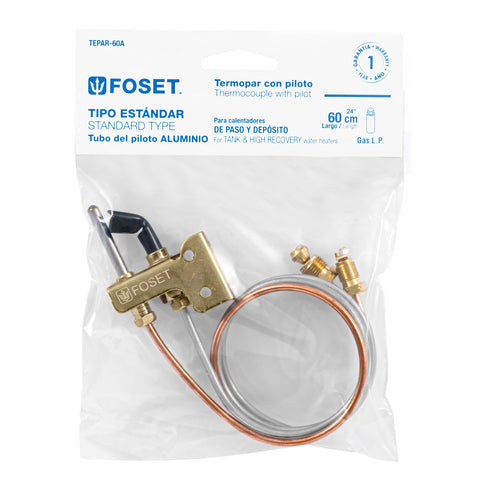 Termopar con piloto, tubo de aluminio, 60 cm, FOSET | TEPAR-60A | 46146