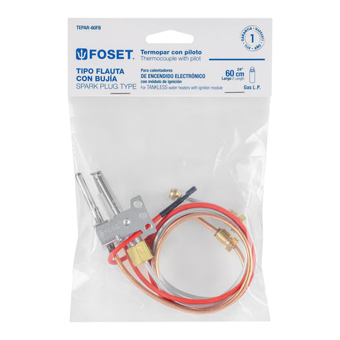 Termopar tipo flauta con bujía, 60 cm, FOSET | TEPAR-60FB | 46149