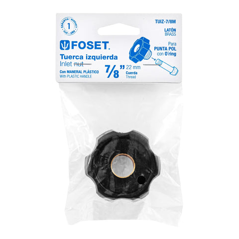 Tuerca izquierda de latón 7/8' con maneral plástico, FOSET | TUIZ-7/8M | 46154