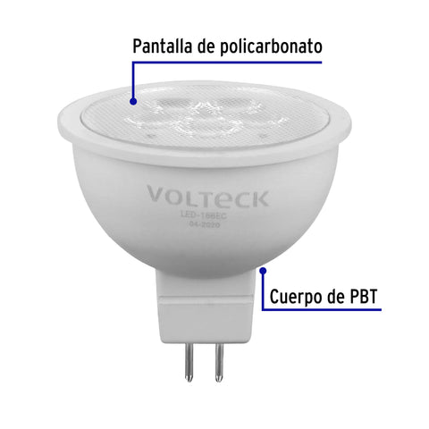 Lámpara de LED 6 W tipo MR 16 base GU5.3 luz cálida, blíster | LED-166EC | 46179