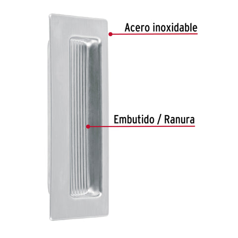 Jaladera de embutir cuadrada acabado cromo mate, HERMEX | JALE-31 | 46238