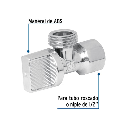 Llave angular 1/2', 1/4 de vuelta, roscable, blíster, FOSET | ANG-01BL | 46299
