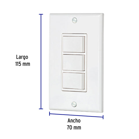 Placa armada con 3 interruptores sencillos, línea Classic | PA-APTR-CLP | 46339
