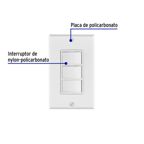 Placa armada con 3 interruptores sencillos, línea Classic | PA-APTR-CLP | 46339