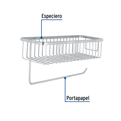 Portarrollo y especiero en cromo para cocina, FOSET RIVIERA | RIA-95 | 46351