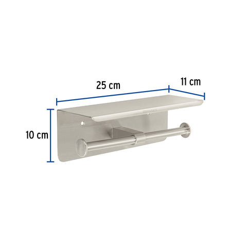 Portarrollo doble en satín con soporte para celular, RIVIERA | RIA-85N | 46357